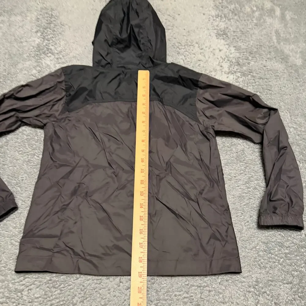 Columbia Rain Jacket Kids Youth Small 8 Black Gray Nylon Hooded Coat